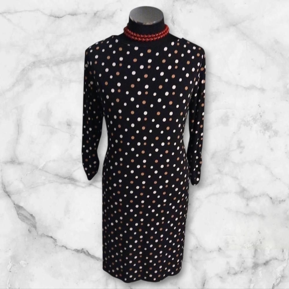 Polka Dot Dress - Black. White & Tan